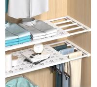 2Pack Adjustable Expandable Closet Teon Shelf & Hanging RailDIY Wardrobe nizerDividers for Kitchen Bathroom & Cabinet (42cm Wide 3860cm)