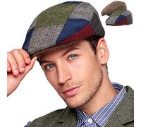 2Pack Adjustable Newsboy Hats for Men Flat Cap Mens Irish Cabbie Gatsby Tweed Ivy - brown - 7.25