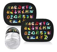 2Pack Alphabet Animals Car Sun Shade - Static Cling Rear Sunshades for Most Vehicles, Protects Baby, Kids, Adults, Pets, Blocks UV Rays