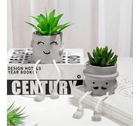 2Pack Artificial Potted Plant, Fake Plants Decor for Room, Cute Bedroom Accessories Ornaments, Indoor Fake Succulent Plant with Hanging Leg, for Home Office Desk Living Room Shelves
