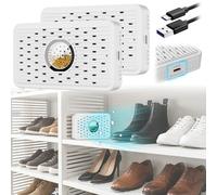 2Pack Auto Power-off Rechargeable Dehumidifier, Portable Reusable Moisture Absorber Dryer Heater Silica Gel Packets for Bathroom Bedroom Basement RV Closet Cabinet Windowsill Tent- White