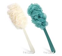 2Pack Back Scrubber for Shower，PIPUHA Loofah Sponge Shower Brush Using Body Exfoliating with Long Handle, Loofah on a Stick for Men Women, Bathing Accessories for Body Brushes