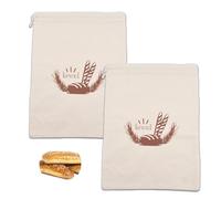 2pack Bags for Homemade Bread, Reusable Storage Bag Container, Keep Fresh Washable Bags, Storage Bag for Homemade Bagels Toast Croissant Artisan Bread (Khaki)