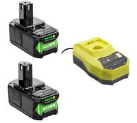 2Pack Battery and Charger 18V for Ryobi One+ P108 RB18L50, P117 Dual Chemistry IntelliPort Battery Charger Li-Ion replacement for Ryobi Battery P102 P105 P107 P108