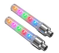 2Pack Bike Wheel LEDs Lights 5 Neon Flashing Tire Valve Spoke Light Decorative Bicycle Valve Stem Caps Lamp Cycling Accessories with Batteries for Adults Boys Girls Riding Bicycle for Night Safety
