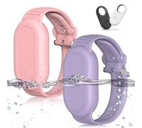 [2Pack] BIQIRE Bracelet Compatible for Samsung Galaxy SmartTag 2 (2023), Soft Silicone Wristband Smart Tag 2 Holder Kids Hidden Galaxy Smart Tag 2 Case Cover for Toddler Child Elderly (Pink+Purple)