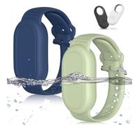 [2Pack]BIQIRE Bracelet Compatible for Samsung Galaxy SmartTag 2 (2023), Soft Silicone Wristband Smart Tag 2 Holder Kids Hidden Galaxy Smart Tag 2 Case Cover for Toddler Child Elderly (Blue + Olive