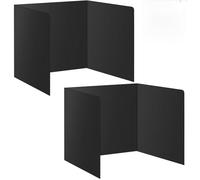 2Pack Black Desk Dividers for Student, Waterproof Plastic Privacy Folders for Classroom Students, Foldable Study Carrels Teacher Supplies, Easy-Clean Testing Dividers for Exam, Office & Library Focus