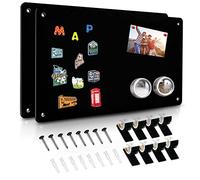 2Pack Black Magnetic Board,17.5" x 11.4" Magnet Bulletin Board to Display Magnetic Notes, Poetry, Photos, Suitable for Wall, Refrigerator, Cabinet etc, Come with 8 Pcs Dual Lock Tape and Screws