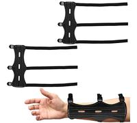 2Pack Bow Arm Guard Archery Arm Guard Archery Cowhide Leather Forearm Protector Black Leather Armguard with 3-Strap Buckles Archery Protective Arm Guards