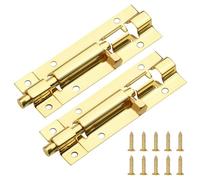 2Pack Brass Bolt Lock Door Bolts 75mm Stainless Steel Door Latch Slide Bolts Lock Security Slide Latch Lock with Mounting Screws for Bedroom Kitchen Cabinets Toilet Pet Gate