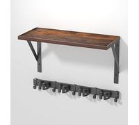 2Pack Broom Holder Wall Mount with Organizer Shelf, Space-Saving broom and mop organizer wall hanging with 4 Slots & 5 Hooks, Laundry room shelves for Laundry Room, Garage, Kitchen, Garden, Closet