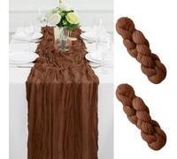 2Pack Brown Table Runner 10FT Cheesecloth Table Runner 35x120Inch Long Boho Cheese Cloth Table Runners Rustic Gauze Table Runners for Party Wedding Bridal Shower Baby Shower Decorations