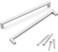 2pack Brushed Nickel Cabinet Handles, Stainless Steel Square Bar Pulls For Kitchen, Bathroom, Cupboard, Dresser - Durable Cabinet Hardware Upgrade 12 * 12 * 288mm