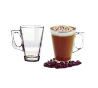 2pack Cafe Latte Glasses 240ml Capacity Coffee Cup with Handles for Espresso Cappuccino Tea Hot Ice Cream Latte Drink Glass Cups Set