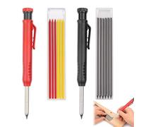 2Pack Carpenters Pencil Mechanical Pencil Set with 14 Refills, 45mm Long Nose Nib Metal Solid Joiners Pencil with Sharpener Scribe Tool Work Pencils for Builders Construction Architect Woodworking