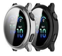 2Pack Case Compatible with Garmin Vivoactive 6 Screen Protector Case Soft TPU Plated All-Around Protective Screen Cover Bumper Shockproof Anti-Drop for Women Men (Silver Black)