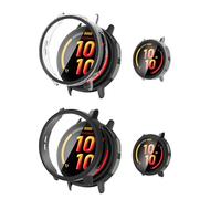 2pack Case for Garmin Bounce 2,NOUKAJU Protective Cover Smart Watch,Built-in 9H Tempered Glass Film, Hard PC,Easy to Install,Screen Protector for Garmin Bounce 2 Sports Watch(Black+Clear)