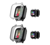 2Pack Case for JrTrack 5,NOUKAJU Smartwatch Cover TPU Material,Easy to Install,Drop-Proof,Soft,Protective Cover for Cosmo JrTrack 5(Clear-Black+Clear)