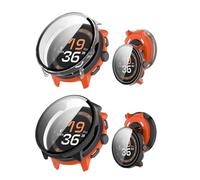 2pack Case for SUUNTO Run,NOUKAJU Protective Cover Smart Watch,Built-in 9H Tempered Glass Film, Hard PC,Easy to Install,Screen Protector for SUUNTO Run Sports Watch(Black+Clear)