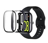 [2Pack] Case for Xiaomi Redmi Watch 5 Tempered Glass Screen Protector，PC Hard Case Tempered Glass Screen Protection Cover Slim Full Cover Scratch Proof Protector，Blue+Transparent