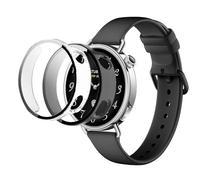 [2Pack] Case for Xiaomi Watch S4 41mm Tempered Glass Screen Protector，PC Hard Case Tempered Glass Screen Protection Cover Slim Full Cover Scratch Proof Protector，Black+Transparent