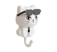 2pack Cat Key Hook,Cat Hooks for Key,Pet Wall Hooks,Cute Cat Key Hook with Sunglasses Adhesive Coat Hooks Key Holder for Wall Decorative
