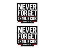 2pack Charlie Kirk Forever in Our Hearts True American Hero Car Bumper Stickers Decals, RIP Charlie Kirk Silenced But Not Forgotten Freedom Worth Fighting Fly High in Lovin Memory Truck Laptop