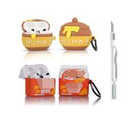 (2Pack+Cleaner Pen) XMBYGY Case for Apple AirPods 3rd Generation Wireless Earbuds with Cleaning Pen Kit, Silicone Cute Charging Case Shockproof Protective Cover and Carabiner for AirPods 3 (HUN+GSH)