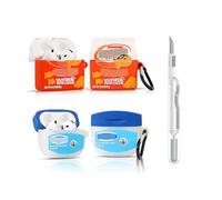 (2Pack+Cleaner Pen) XMBYGY Case for Apple AirPods 4th Generation Wireless Earbuds with Cleaning Pen Kit, Silicone Cute Charging Case Shockproof Protective Cover and Carabiner for AirPods 4 (HUN+GSH)