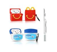 (2Pack+Cleaner Pen) XMBYGY Case for Apple AirPods 4th Generation Wireless Earbuds with Cleaning Pen Kit, Silicone Cute Charging Case Shockproof Protective Cover and Carabiner for AirPods 4 (FSL+M)