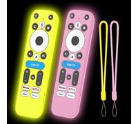 2Pack Climberer 4k Pro Remote Case Cover - Compatible with Free TV Button Onn 4K Plus/Pro Remote | Glow in The Dark Luminous (Pink + Yellow)