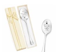 2Pack Coffee Spoon Gifts, Personalized Stainless Steel Spoon Couple Gifts with Box, Valentines Day Wedding Engagement Graduation Gifts for Couples