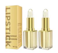 2Pack Colour Changing Lipstick, PH Adjusting Lipstick, Temperature Reactive Lip Tint, Long Lasting Moisturising Gloss, Natural pH Lip stick with Gold Foil, Hydrating Shine, Smooth Glossy for All Skin