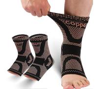 2pack Copper Ankle Brace, Copper Infused Ankle Support Compression Sleeve Compatible with Foot Pain Relief, Sprained Ankle