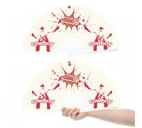 2Pack Cowboy Fans for Line Dancing, Where Them Fans at Clack Fan, Boots on The Ground Hand Fan, Western Large Festival Folding Fans, 26in