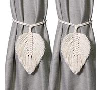 2Pack Curtain Tiebacks Handmade Holdbacks - Farmhouse Curtain Tie Back Holder by Hand-Woven Cotton Rope, Bohemian Home Decoration Drapery Holdback