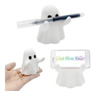 2PACK Cute Halloween Ghost Pen Holder,Ghost Stress Relief Decor, Spooky Ghost Statue,Halloween Pencil Organizer,Adorable Pencil Stand for Home Office Desktop Decor,Funny Desk Organizer Accessory
