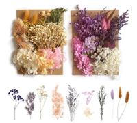 2Pack Dried Flowers for Crafts - Natural Mixed Dried Pressed Flowers and Leaves Set Artificial Everlasting Flowers for DIY Arts Resin Scrapbooking Jewelry Making Floral Decorations