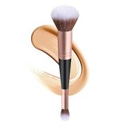 2Pack Dual-ended Makeup Brushes for Contouring, Blending, and Bronzing - Angled Foundation Brush and Concealer Brush-Premium Luxe Hair for Flawless Application of Liquid,and Powder Makeup(Rose gold)