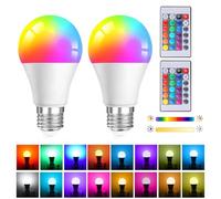 2Pack E27 Changing Light Bulb 5W (Replacement 40W), G45 Dimmable LED Multi-Color Changing for Lamp Remote Control E27 Screw Type Smart Light Bulb RGB+Warm White for Daily Lighting Mood Lighting(450LM)