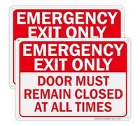 2Pack Emergency Exit Only - Door Must Remain Closed at All Times Sign,10x7Inch Aluminum