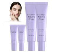 2Pack Facial Hair Removal Cream - Face Hair Remover for Women - Gentle Formula Hair Removal Cream Kit - Depilatory Cream & Calming Serum - 10-Minute Fast Acting