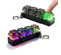 2Pack Fidget Keyboard Toy, Stress Relief Clicker Keychain Toys, RGB Lights Mechanical Keyboards Clicker Toy, Finger Fidgets Toys for Kids & Adult, Portable Light Up Sensory Knick for Travel, Offices