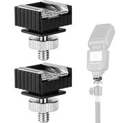 2Pack Flash Hot Shoe Mount Adapter to 1/4 Thread Hole with 1/4"-20 Male to 1/4"-20 Male Tripod Screw Adapter for Flash Holder Bracket Light Stands Umbrella Holder Flash Bracket,Strong &Solid (Update)