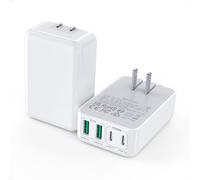2Pack Flat USB C Wall Charger,40W 4Ports Foldable & Slim Fast Charging Block,Type C Cube Box Multiport Power Adapter Plug Brick Compatible with iPhone 16/15/14,Samsung,Pixel, AirPods4,Watch10