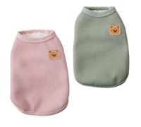 2Pack Fleece Winter Dog Cat T-Shirt - Waffle Knit Teddy Bear Pattern Plush Warm Thickened Vest Soft Breathable Cozy Sleeveless Tee for Small Medium Pet Cold Weather (#1,XXL)