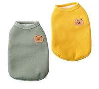 2Pack Fleece Winter Dog Cat T-Shirt - Waffle Knit Teddy Bear Pattern Plush Warm Thickened Vest Soft Breathable Cozy Sleeveless Tee for Small Medium Pet Cold Weather (#2,XL)