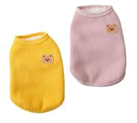 2Pack Fleece Winter Dog Cat T-Shirt - Waffle Knit Teddy Bear Pattern Plush Warm Thickened Vest Soft Breathable Cozy Sleeveless Tee for Small Medium Pet Cold Weather (#3,S)