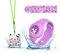 2Pack for Air Tag Bracelet & Airtag Necklace, Cute Wristband Air tag Holder Kids Hidden Soft Silicone AirTag Accessories Compatible with Apple AirTag for Child, Waterproof, Adjustable (Cow+Unicorn)